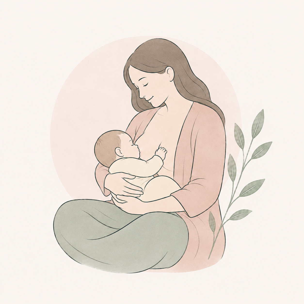 Illustration d’une mère allaitant son bébé
